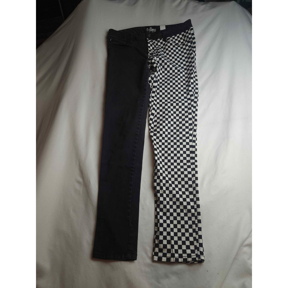 Royal Bones by Daang Split Leg Skinny Jeans Black White Punk Goth Womens 12-14